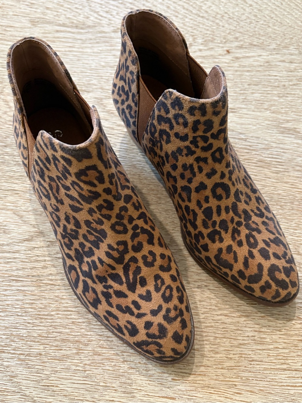 Seychelles Leather Suede Pull-On Leopard Print Ankle Booties